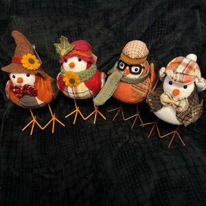 Fall Autumn Fabric Birds Decor - Set of 4